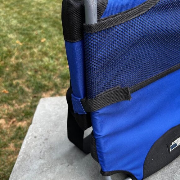 Travel Stadium Chair 1669 Bleacher Concerts Folding Carry Strap Blue Mesh Pocket - Picture 7 of 15